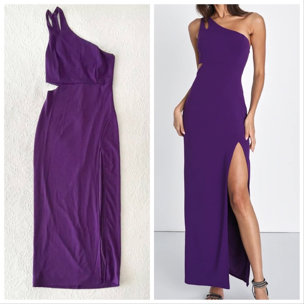 NWOT Lulus Simply Beautiful Purple One-Shoulder Cutout Maxi Dress XLarge